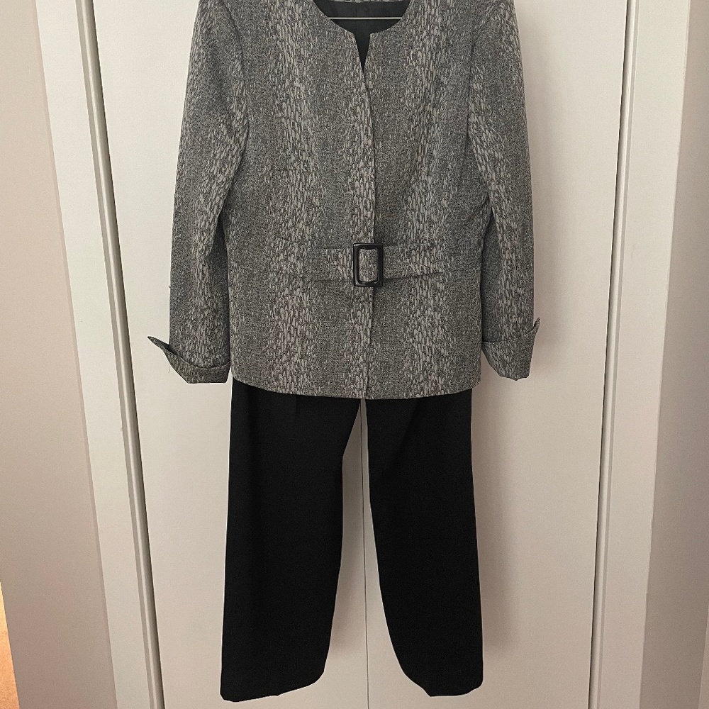 Silver and Black Pants Suit